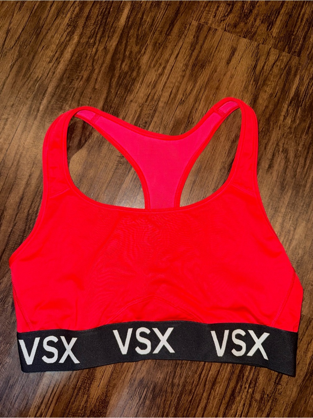 VSX Neon Pink Racerback Sports Bra with Logo Band